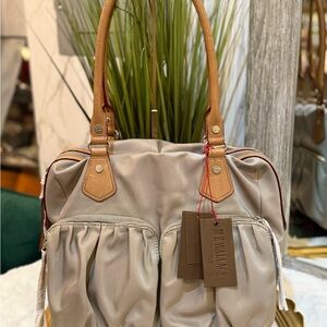 MZ Wallace Gray and Tan Shoulder Bag